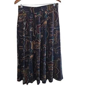 Vintage Michael Taylor Paisley Skirt Women 1X Purple 80s Preppy Cottage Academia